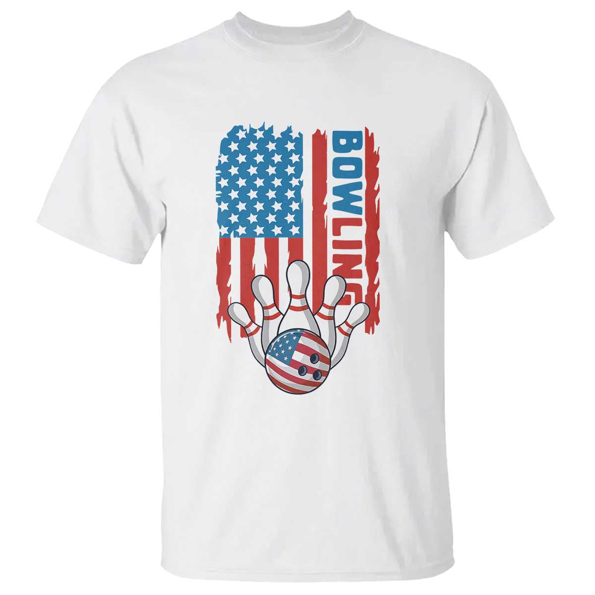 American Flag Patriotic Bowling T Shirt Bowler Gift - Wonder Print Shop