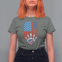 American Flag Patriotic Bowling T Shirt For Women Bowler Gift - Wonder Print Shop