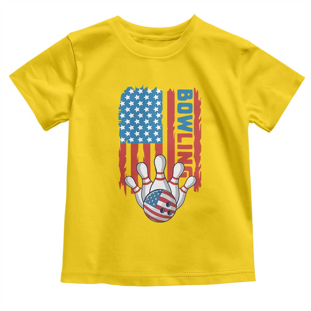 American Flag Patriotic Bowling Toddler T Shirt Bowler Gift - Wonder Print Shop