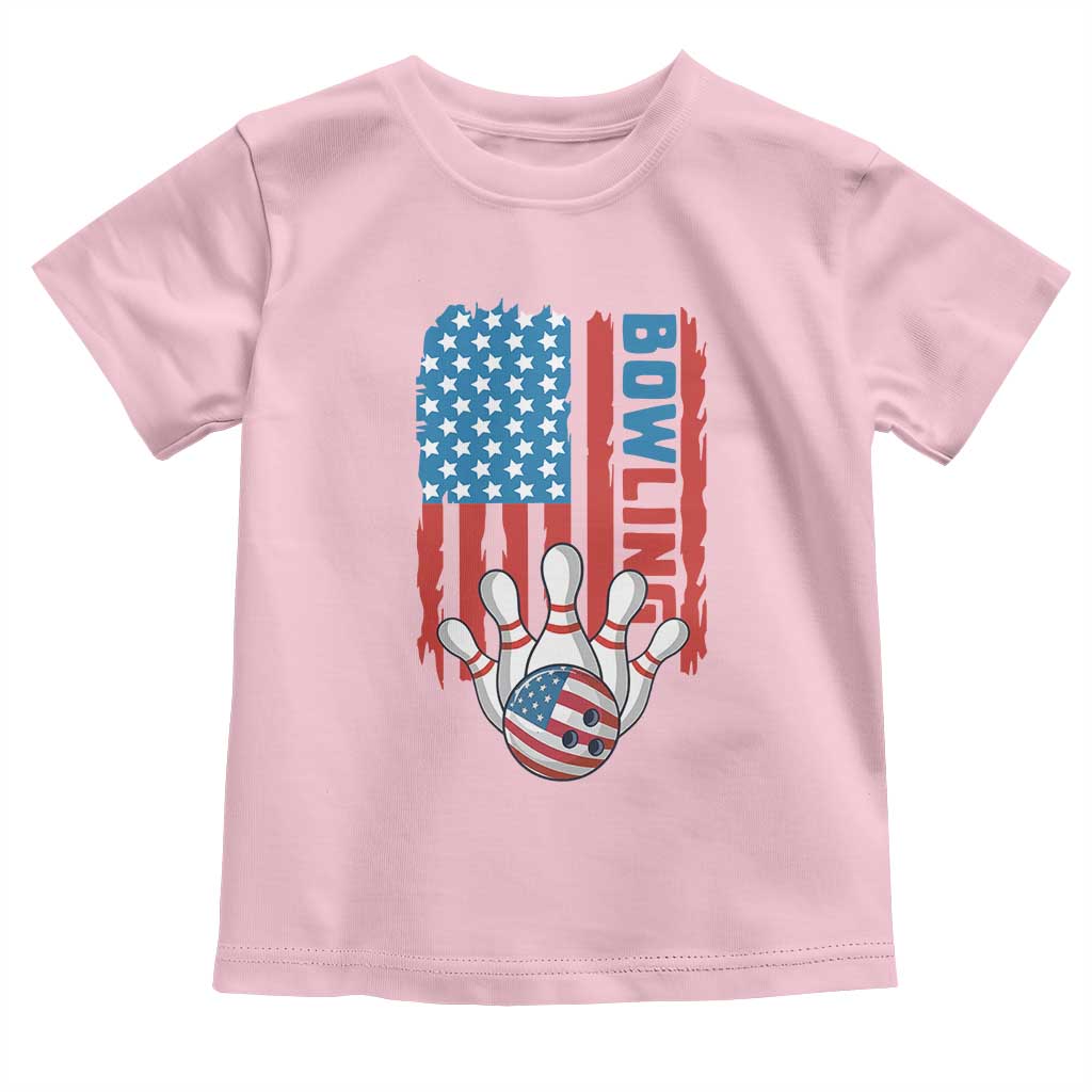 American Flag Patriotic Bowling Toddler T Shirt Bowler Gift - Wonder Print Shop