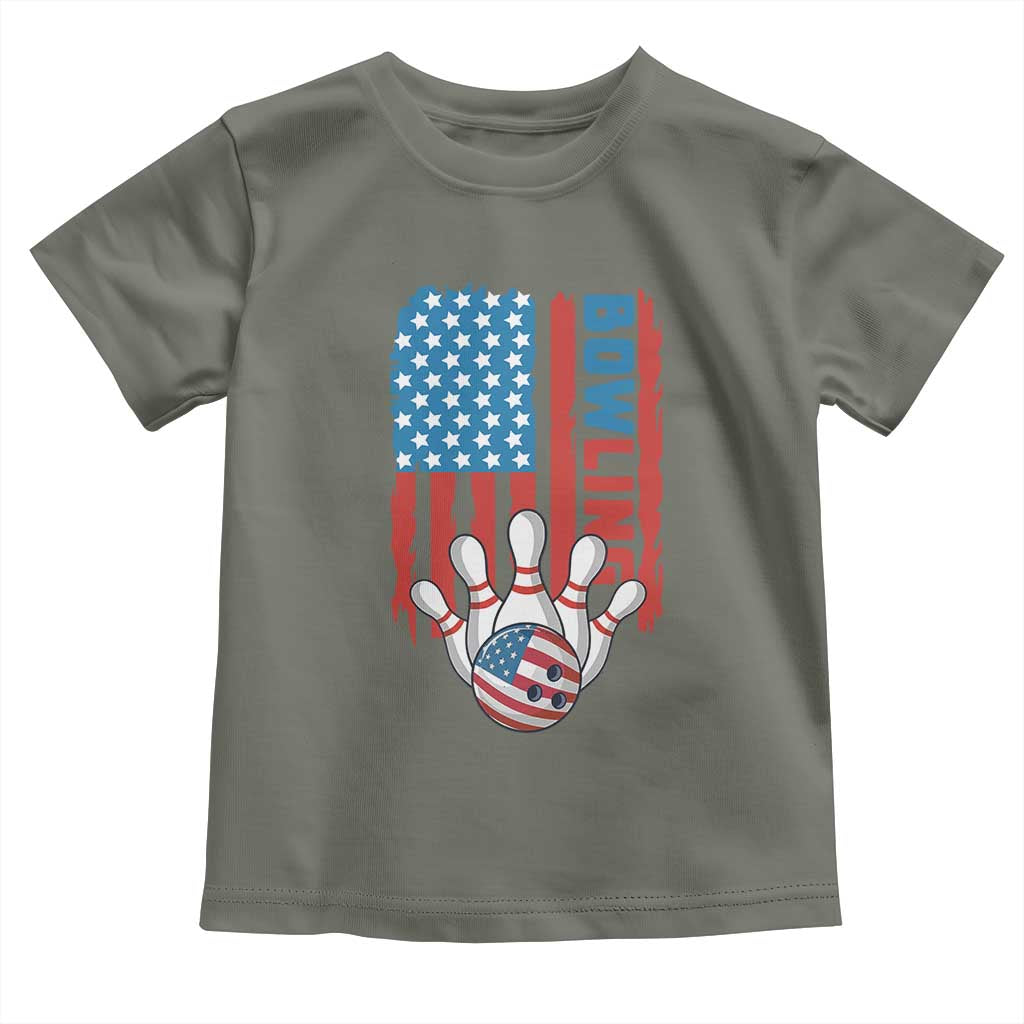American Flag Patriotic Bowling Toddler T Shirt Bowler Gift - Wonder Print Shop