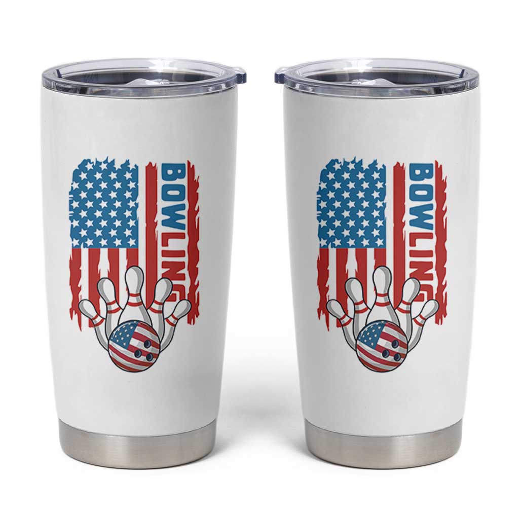 American Flag Patriotic Bowling Tumbler Cup Bowler Gift - Wonder Print Shop
