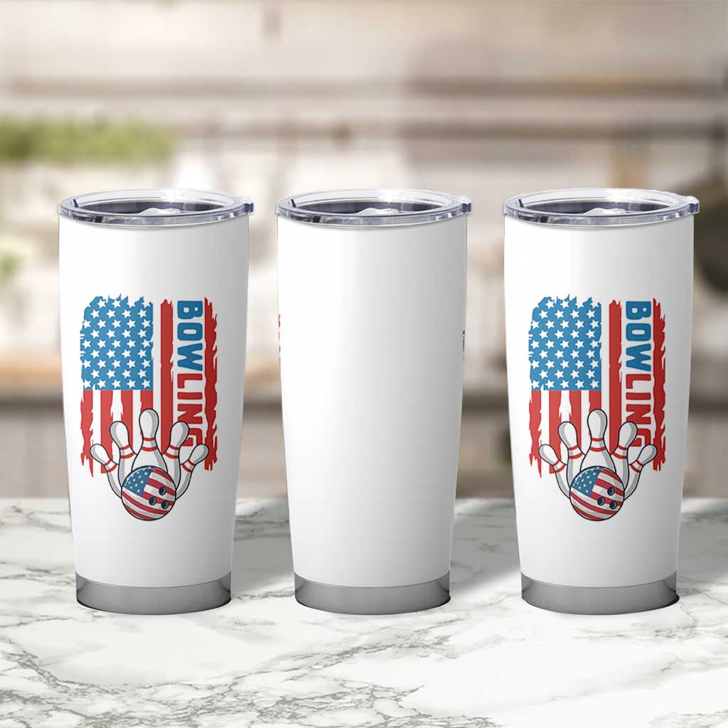 American Flag Patriotic Bowling Tumbler Cup Bowler Gift - Wonder Print Shop