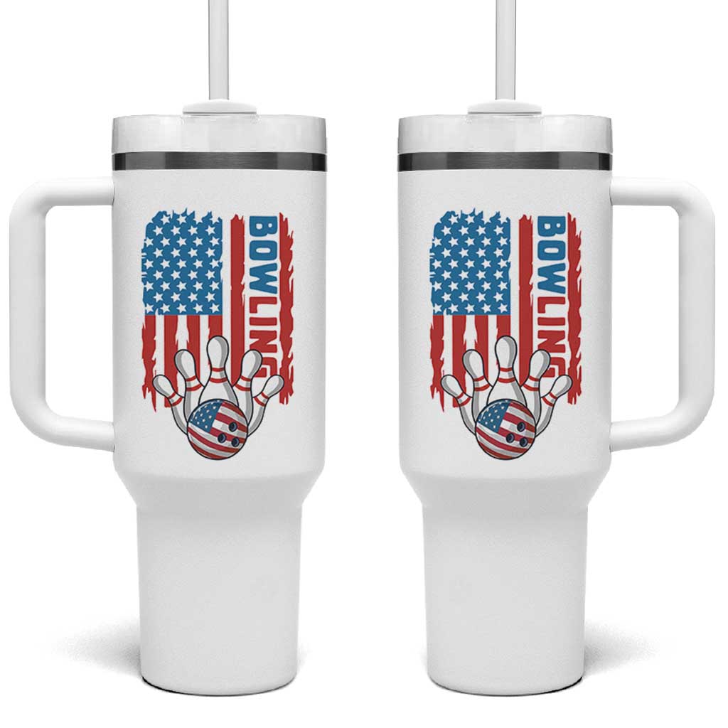 American Flag Patriotic Bowling Tumbler With Handle Bowler Gift - Wonder Print Shop