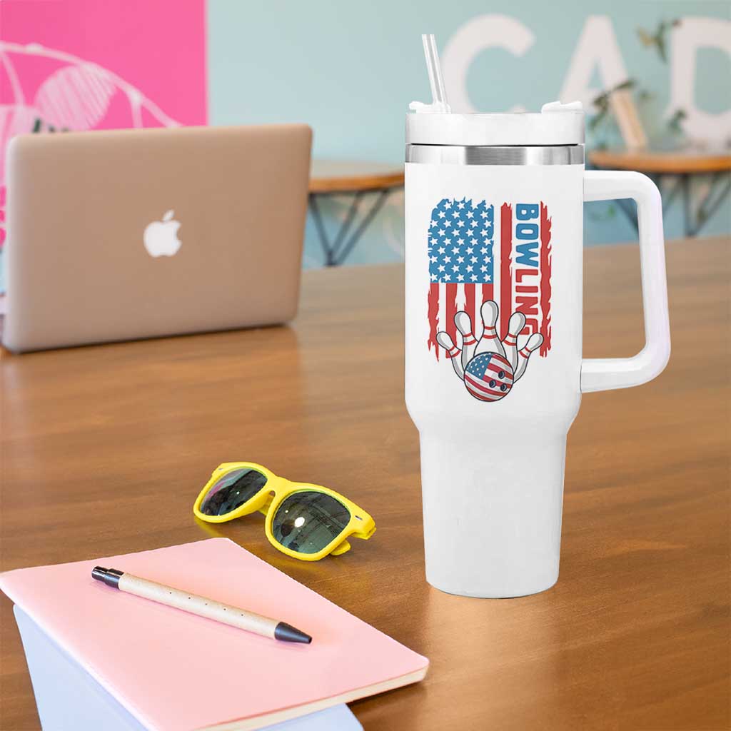 American Flag Patriotic Bowling Tumbler With Handle Bowler Gift - Wonder Print Shop