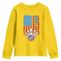 American Flag Patriotic Bowling Youth Sweatshirt Bowler Gift - Wonder Print Shop