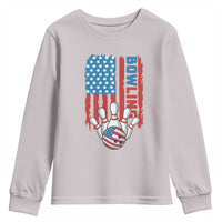 American Flag Patriotic Bowling Youth Sweatshirt Bowler Gift - Wonder Print Shop