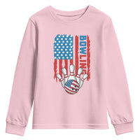 American Flag Patriotic Bowling Youth Sweatshirt Bowler Gift - Wonder Print Shop