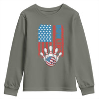 American Flag Patriotic Bowling Youth Sweatshirt Bowler Gift - Wonder Print Shop