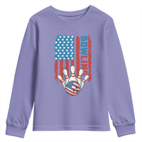 American Flag Patriotic Bowling Youth Sweatshirt Bowler Gift - Wonder Print Shop