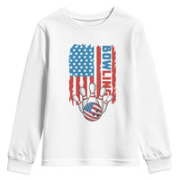 American Flag Patriotic Bowling Youth Sweatshirt Bowler Gift - Wonder Print Shop