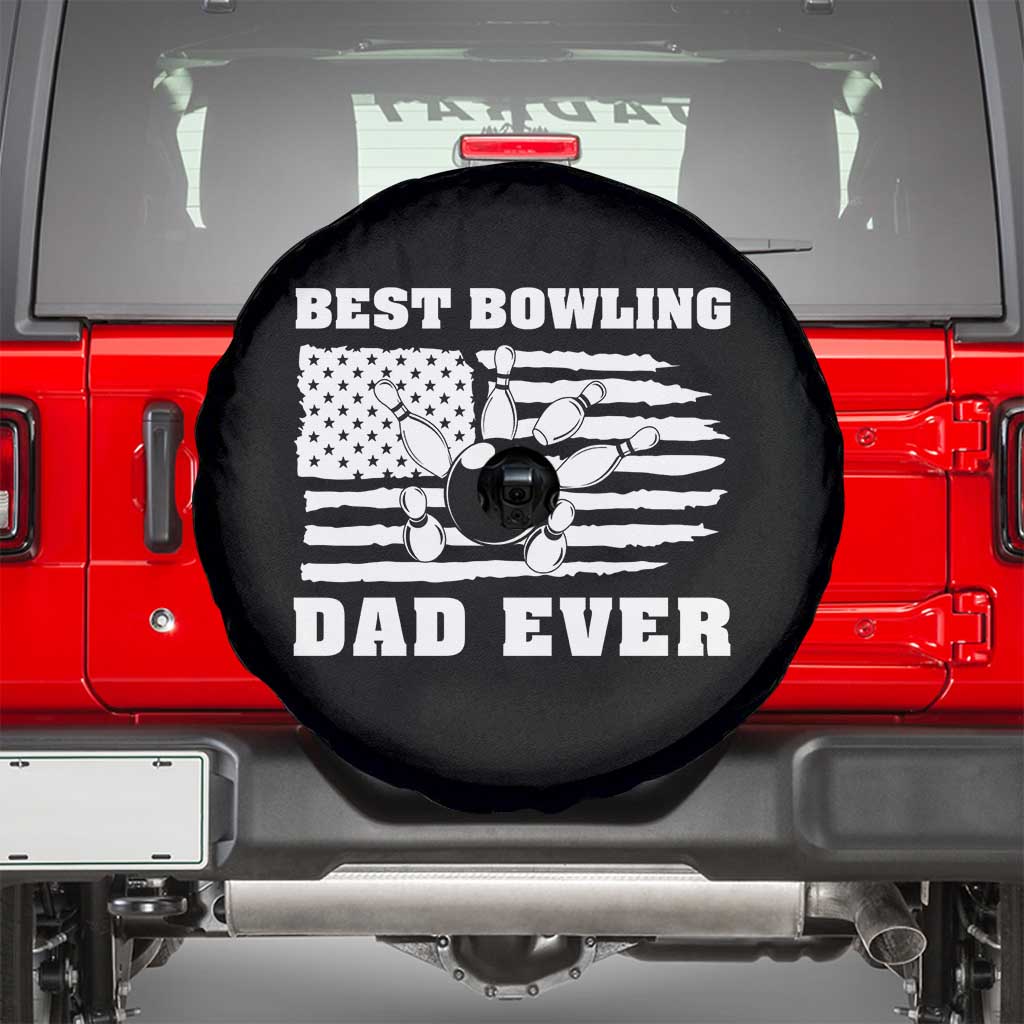 Best Bowling Dad Ever Spare Tire Cover American Flag Patriotic Bowler Gift - Wonder Print Shop
