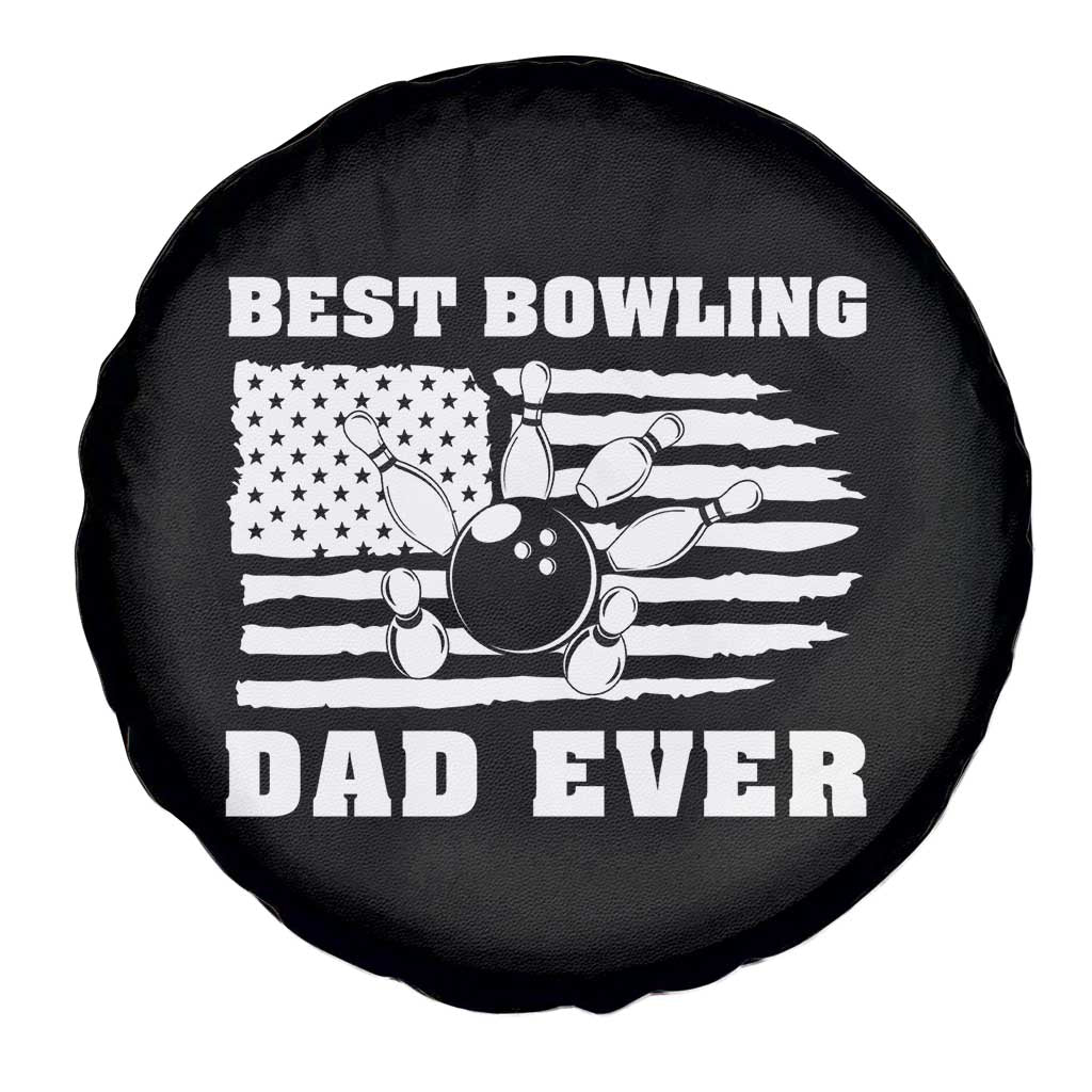 Best Bowling Dad Ever Spare Tire Cover American Flag Patriotic Bowler Gift - Wonder Print Shop