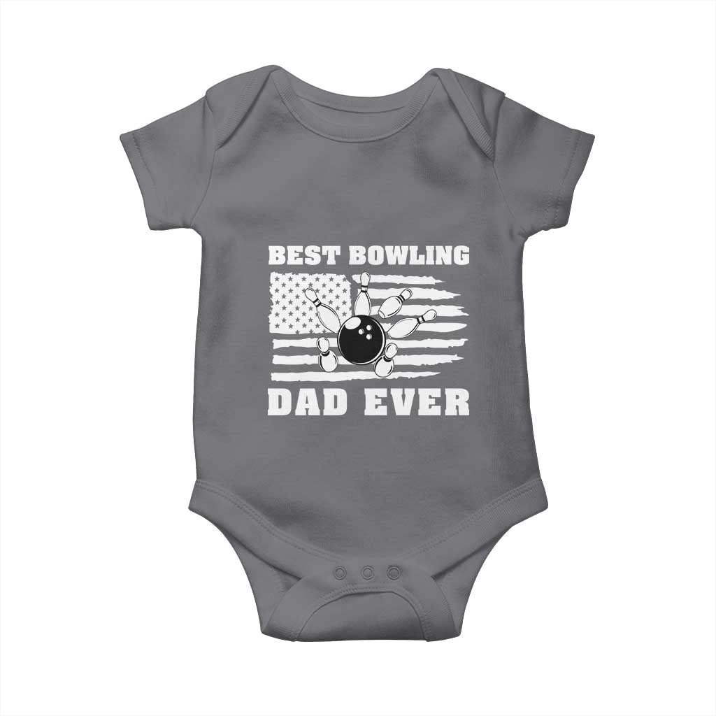 Best Bowling Dad Ever Baby Onesie American Flag Patriotic Bowler Gift - Wonder Print Shop