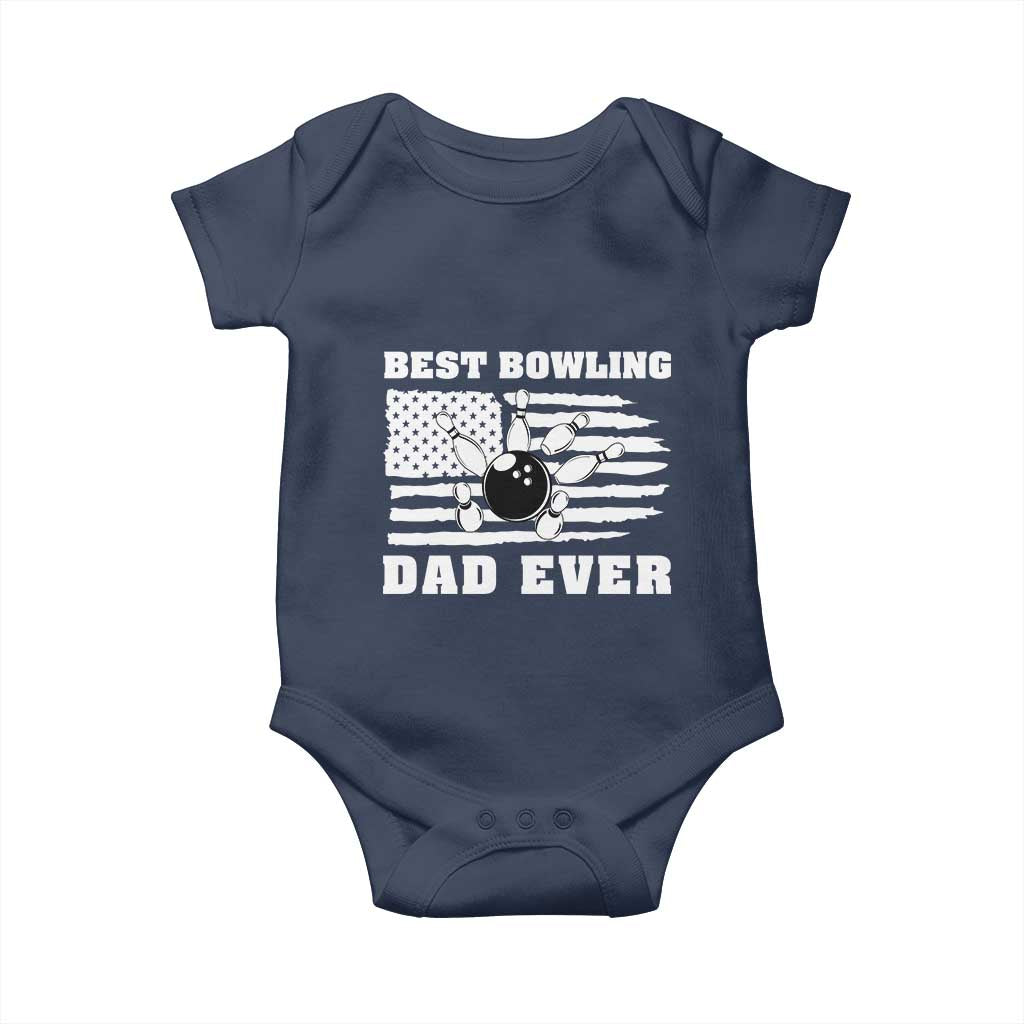 Best Bowling Dad Ever Baby Onesie American Flag Patriotic Bowler Gift - Wonder Print Shop