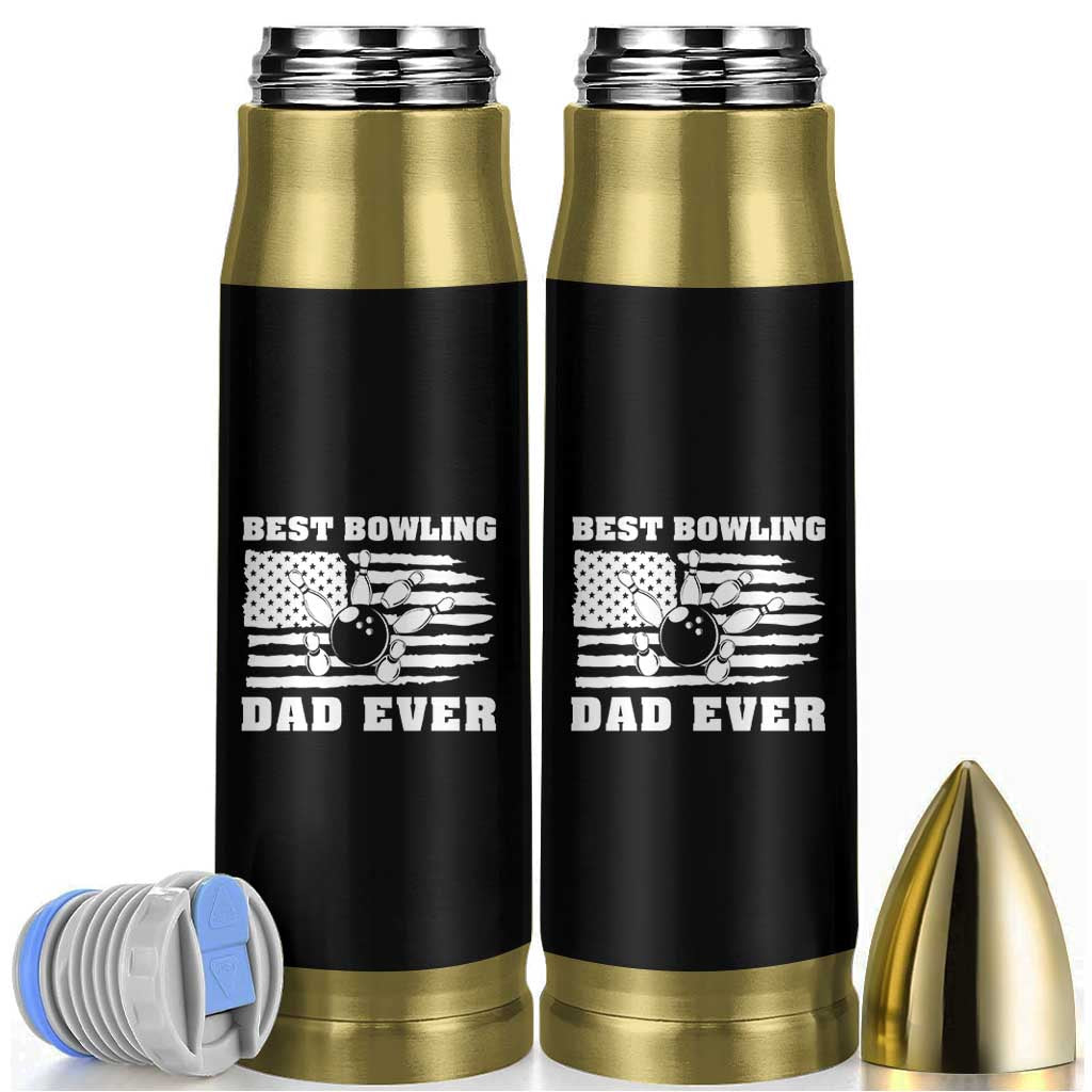 Best Bowling Dad Ever Bullet Tumbler American Flag Patriotic Bowler Gift - Wonder Print Shop