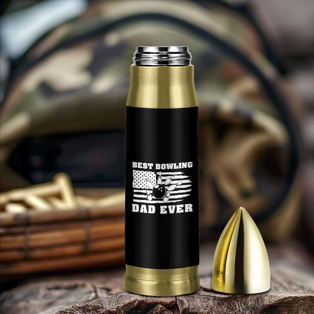 Best Bowling Dad Ever Bullet Tumbler American Flag Patriotic Bowler Gift - Wonder Print Shop