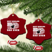 Best Bowling Dad Ever Ceramic Ornament American Flag Patriotic Bowler Gift - Wonder Print Shop