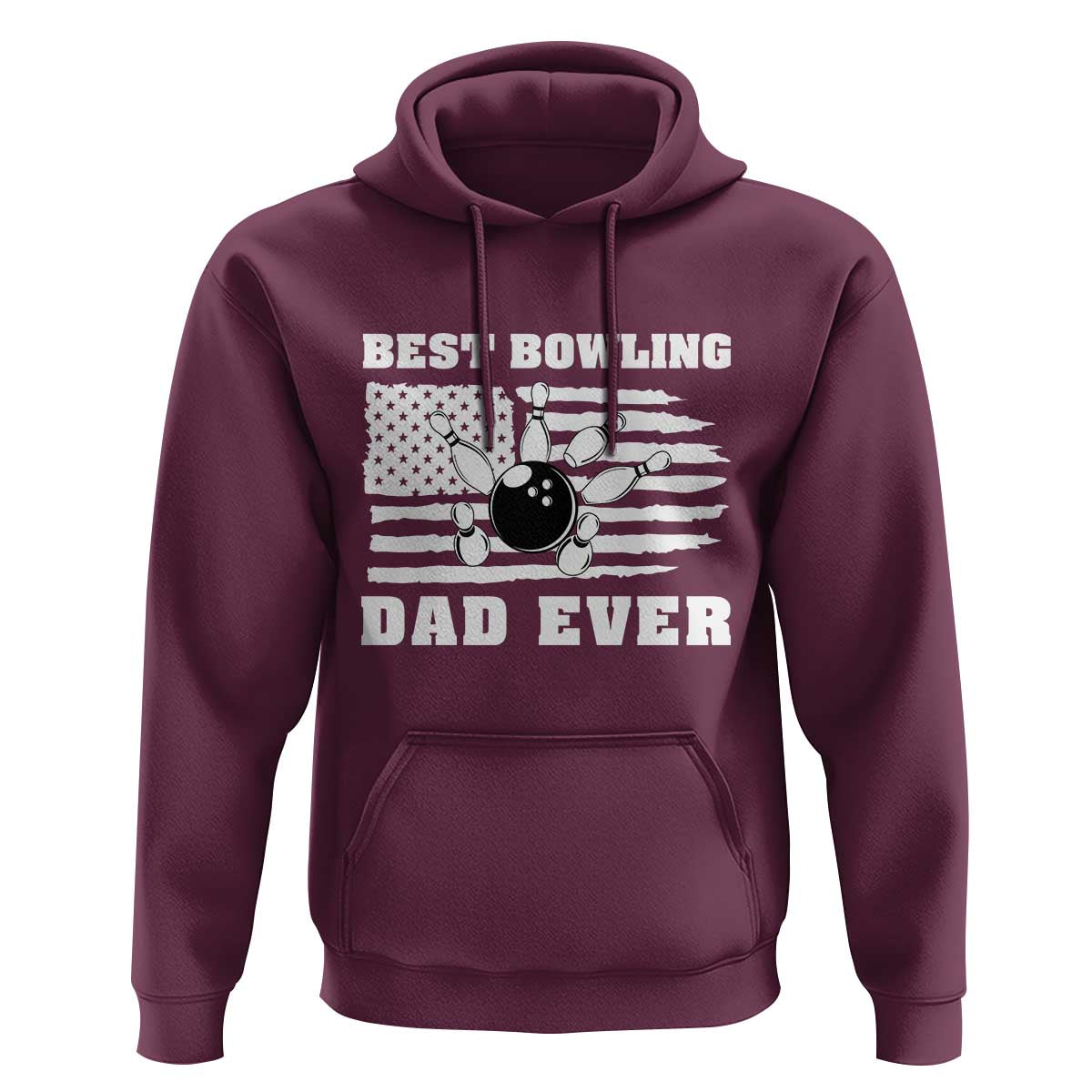 Best Bowling Dad Ever Hoodie American Flag Patriotic Bowler Gift - Wonder Print Shop