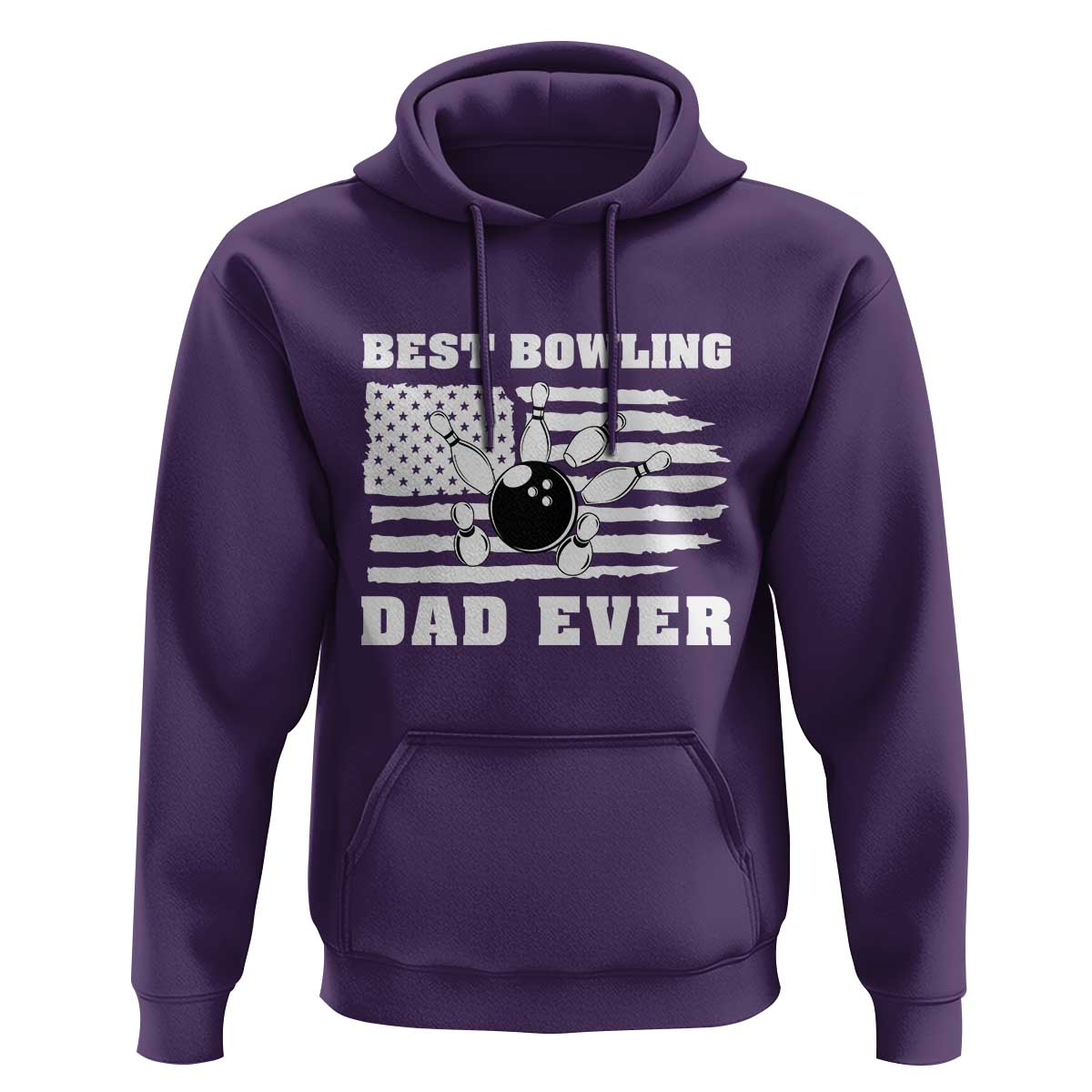 Best Bowling Dad Ever Hoodie American Flag Patriotic Bowler Gift - Wonder Print Shop
