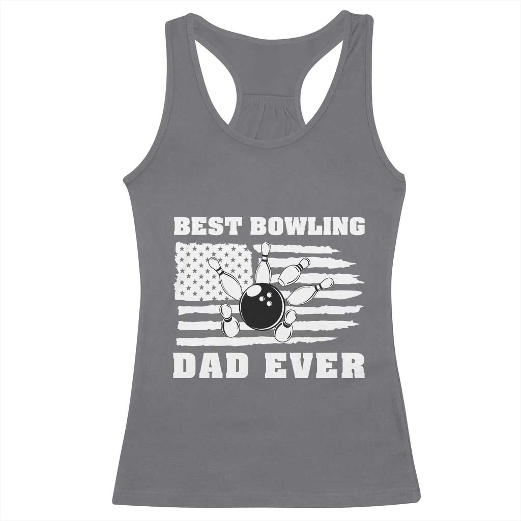 Best Bowling Dad Ever Racerback Tank Top American Flag Patriotic Bowler Gift - Wonder Print Shop
