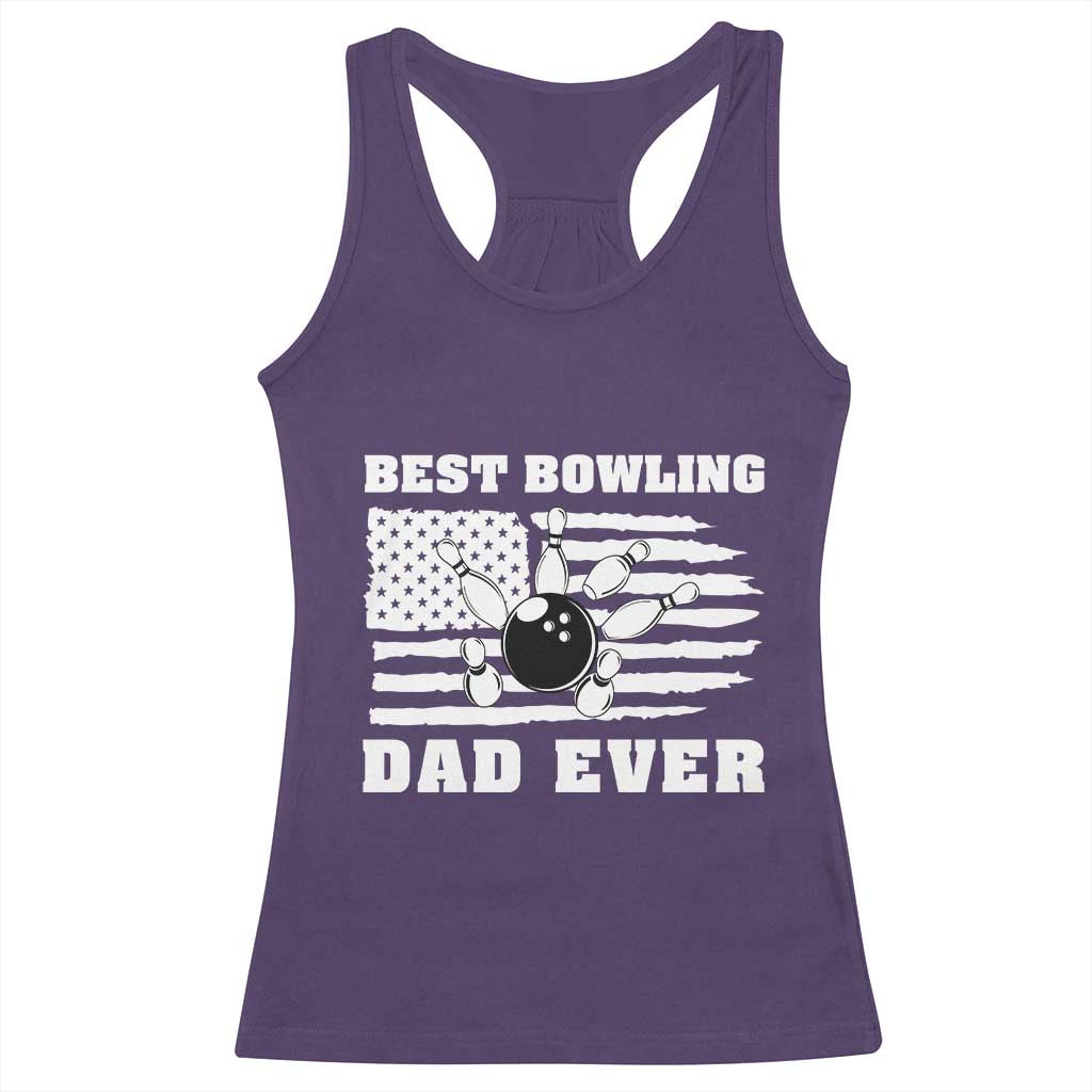 Best Bowling Dad Ever Racerback Tank Top American Flag Patriotic Bowler Gift - Wonder Print Shop