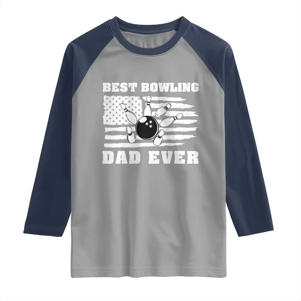 Best Bowling Dad Ever Raglan Shirt American Flag Patriotic Bowler Gift - Wonder Print Shop