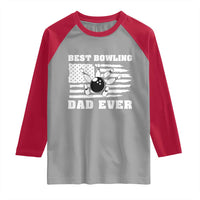 Best Bowling Dad Ever Raglan Shirt American Flag Patriotic Bowler Gift - Wonder Print Shop