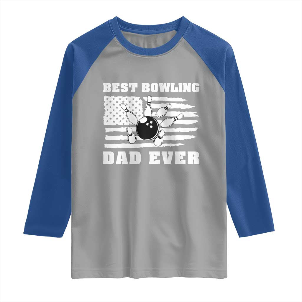 Best Bowling Dad Ever Raglan Shirt American Flag Patriotic Bowler Gift - Wonder Print Shop
