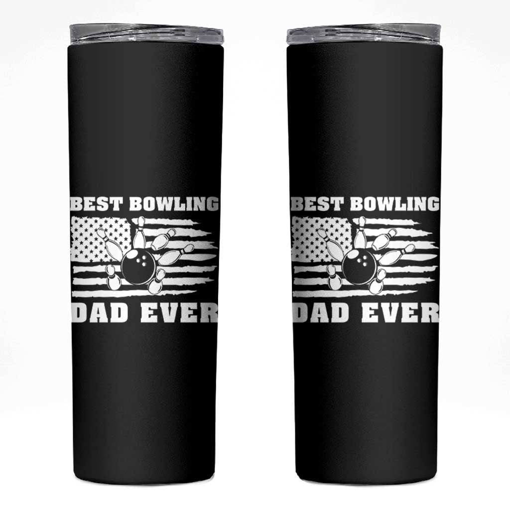 Best Bowling Dad Ever Skinny Tumbler American Flag Patriotic Bowler Gift - Wonder Print Shop