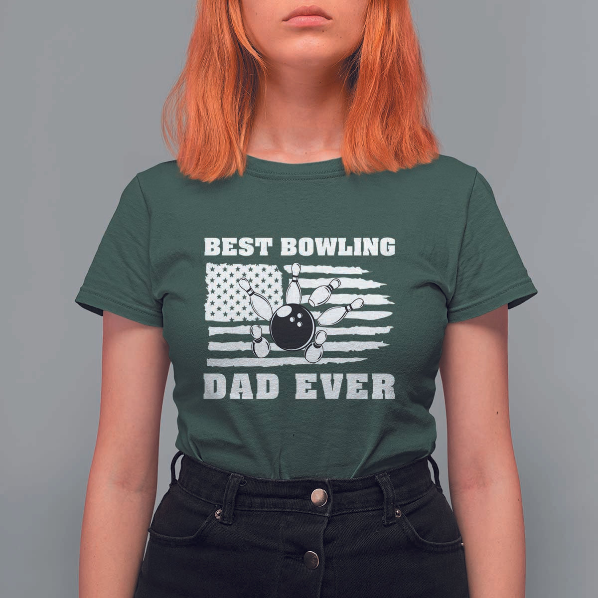 Best Bowling Dad Ever T Shirt For Women American Flag Patriotic Bowler Gift - Wonder Print Shop