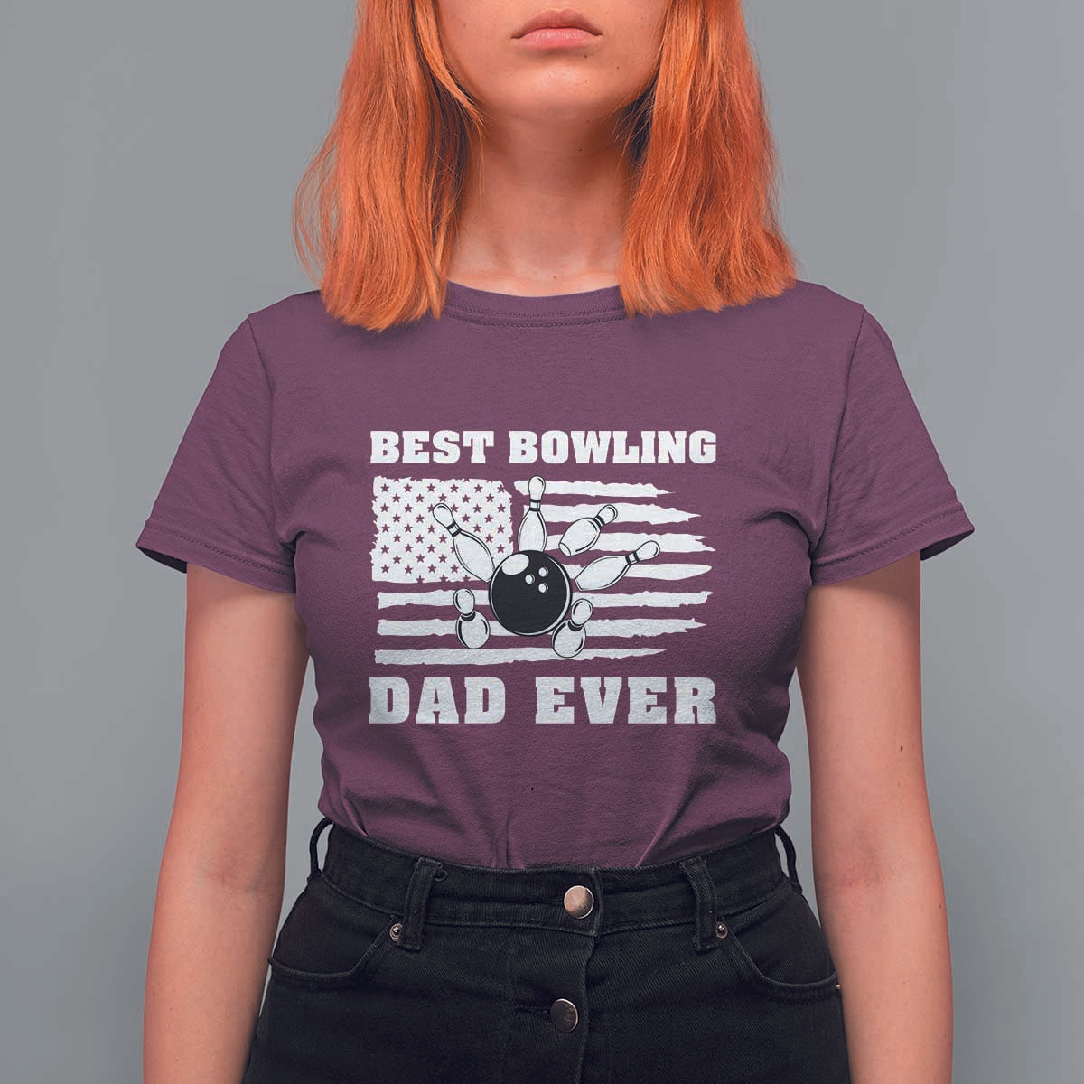 Best Bowling Dad Ever T Shirt For Women American Flag Patriotic Bowler Gift - Wonder Print Shop