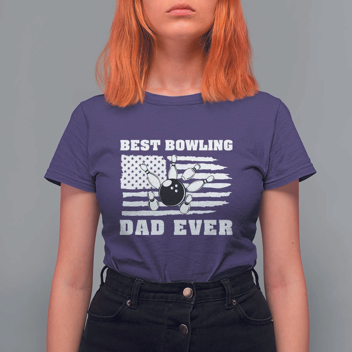Best Bowling Dad Ever T Shirt For Women American Flag Patriotic Bowler Gift - Wonder Print Shop
