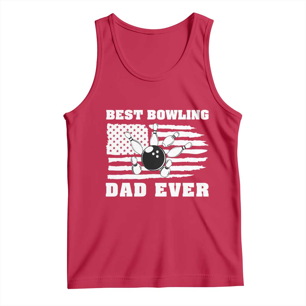 Best Bowling Dad Ever Tank Top American Flag Patriotic Bowler Gift - Wonder Print Shop