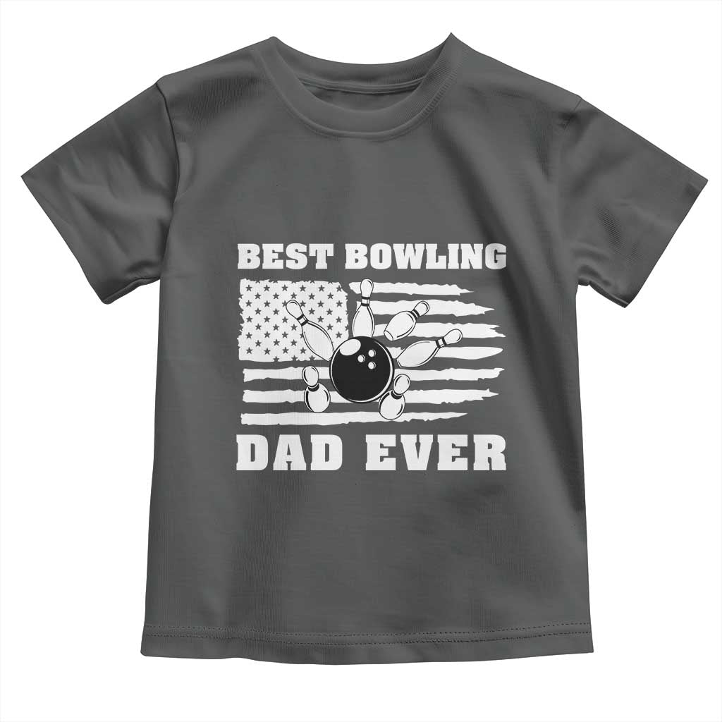 Best Bowling Dad Ever Toddler T Shirt American Flag Patriotic Bowler Gift - Wonder Print Shop