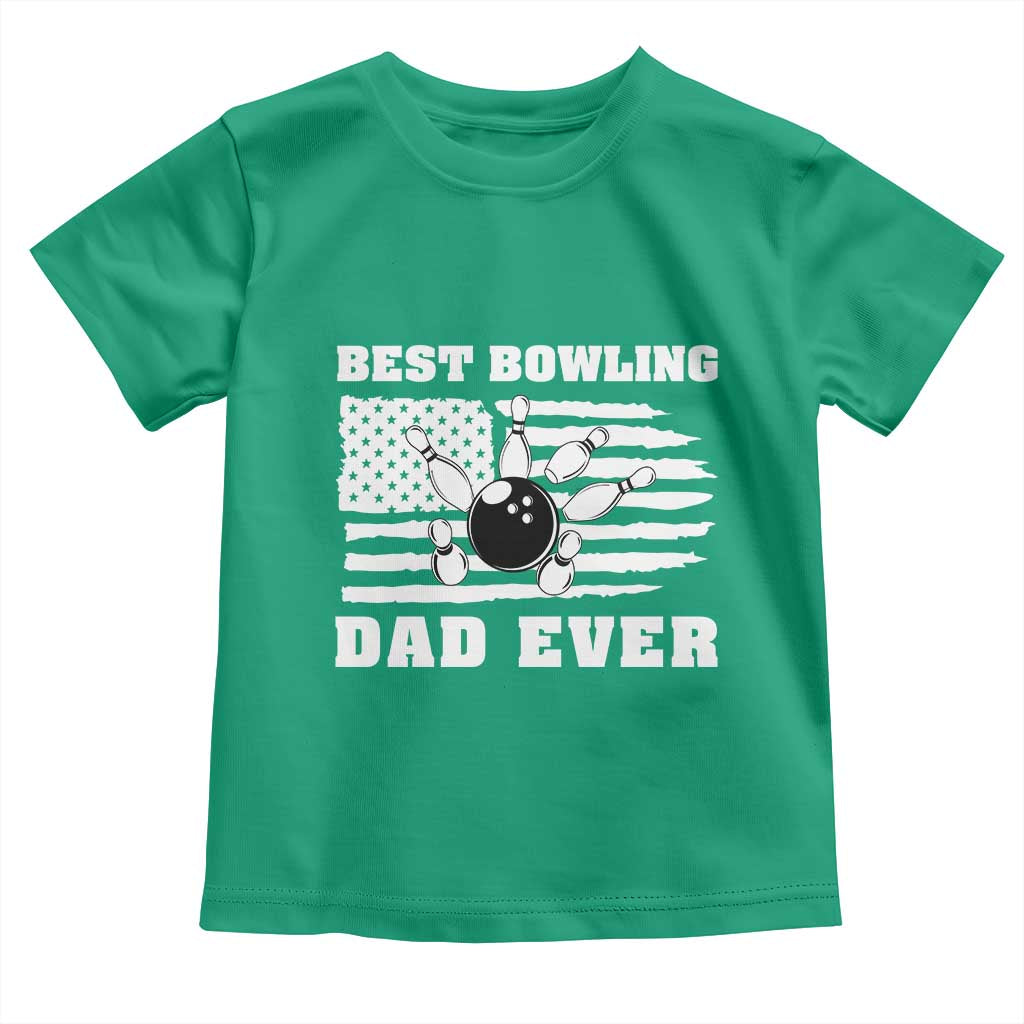 Best Bowling Dad Ever Toddler T Shirt American Flag Patriotic Bowler Gift - Wonder Print Shop