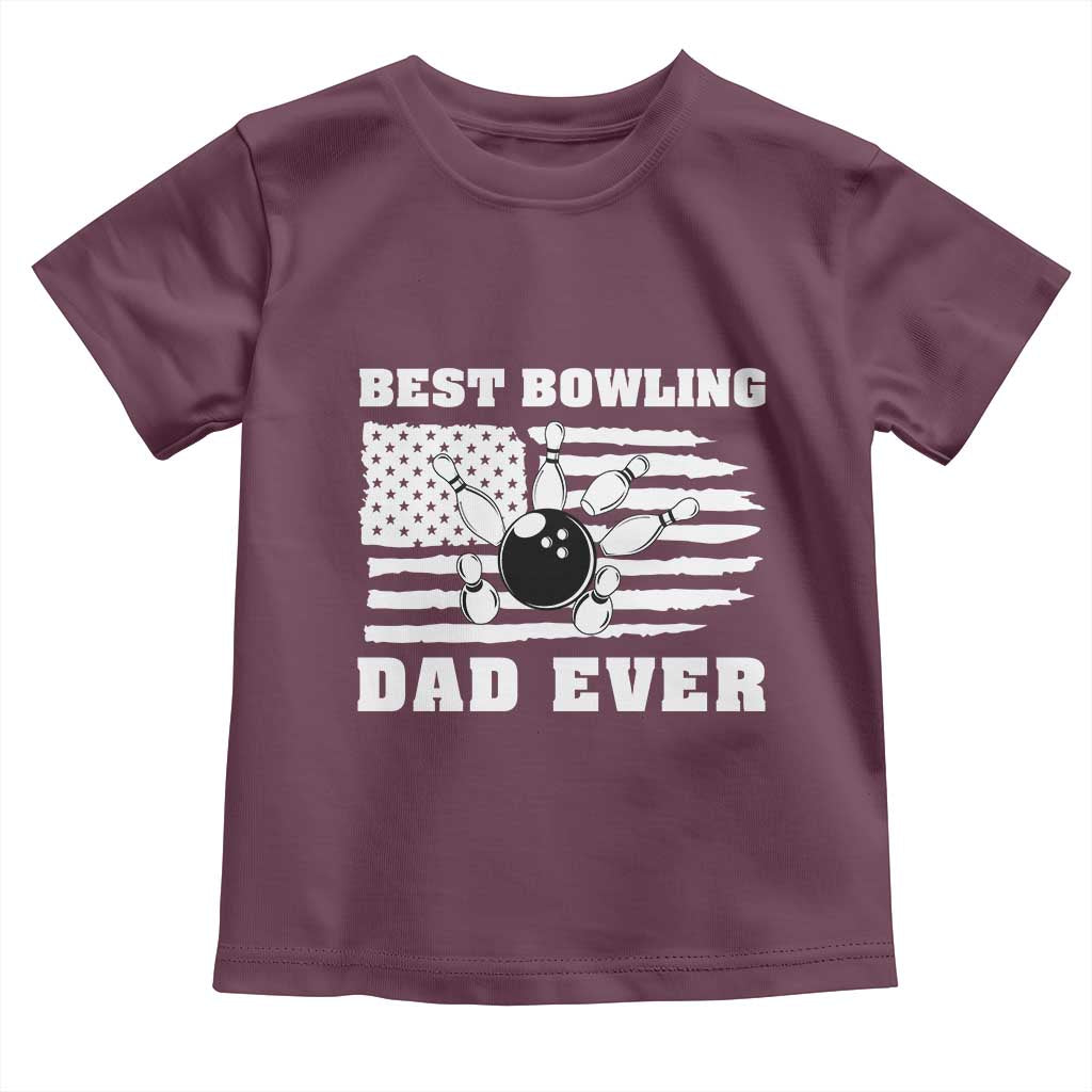 Best Bowling Dad Ever Toddler T Shirt American Flag Patriotic Bowler Gift - Wonder Print Shop