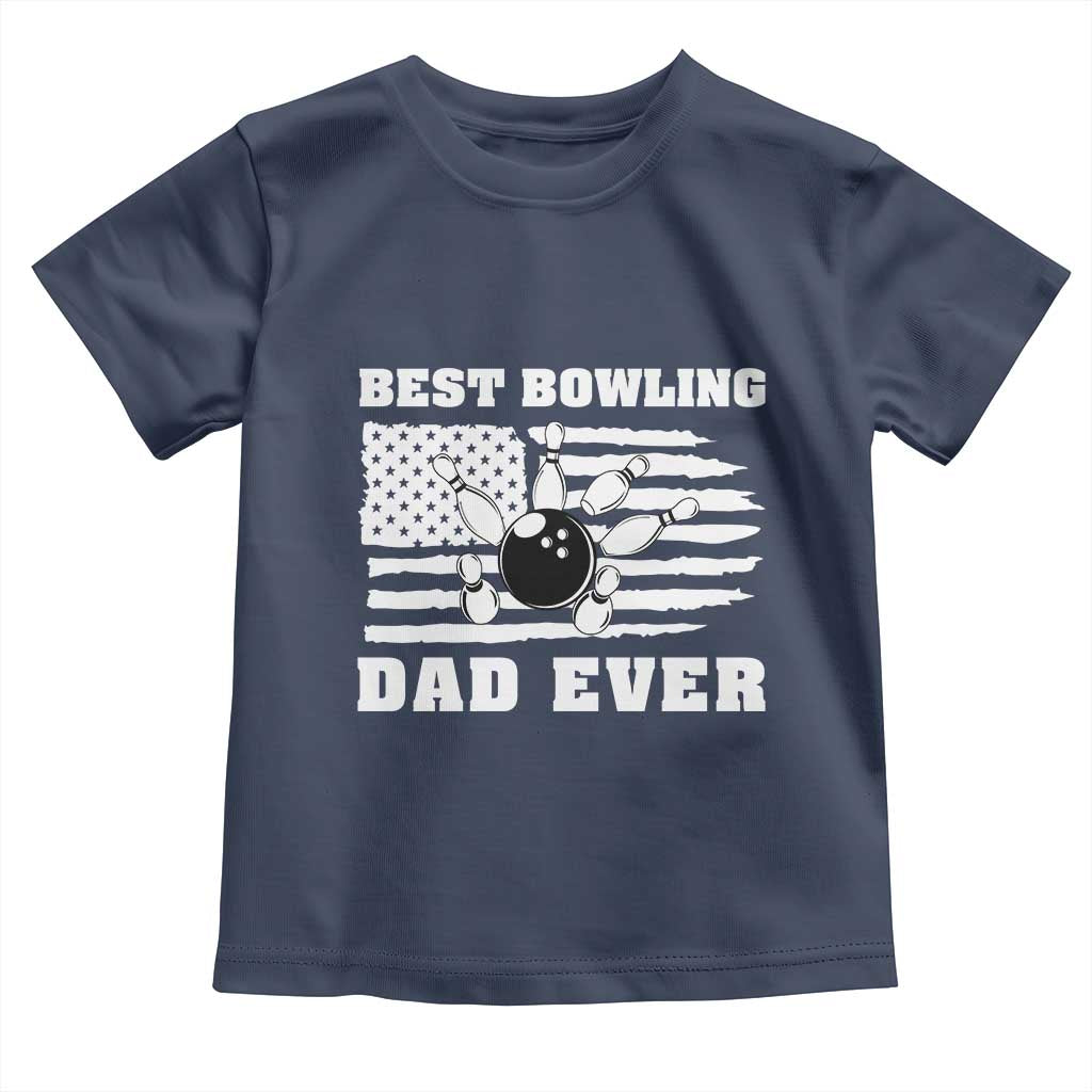 Best Bowling Dad Ever Toddler T Shirt American Flag Patriotic Bowler Gift - Wonder Print Shop