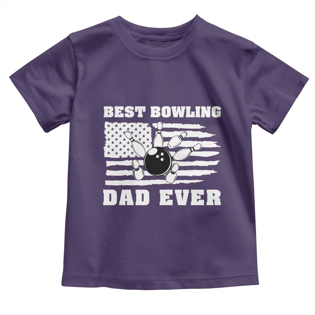 Best Bowling Dad Ever Toddler T Shirt American Flag Patriotic Bowler Gift - Wonder Print Shop