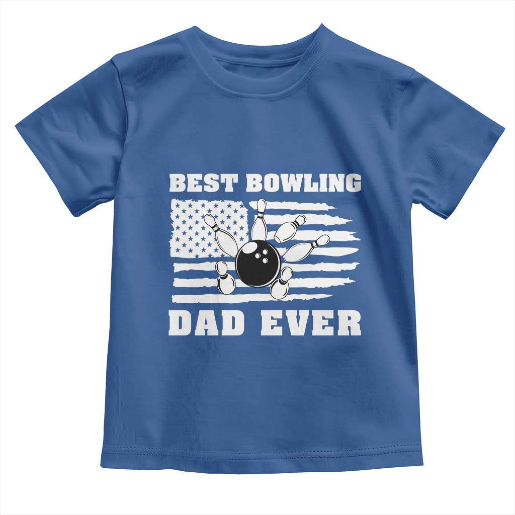Best Bowling Dad Ever Toddler T Shirt American Flag Patriotic Bowler Gift - Wonder Print Shop