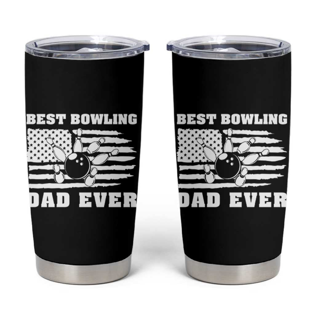 Best Bowling Dad Ever Tumbler Cup American Flag Patriotic Bowler Gift - Wonder Print Shop