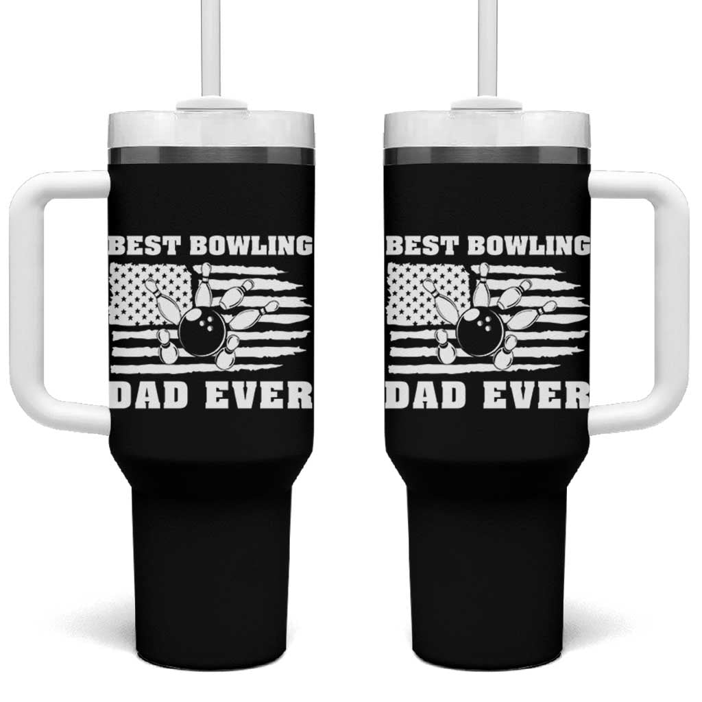 Best Bowling Dad Ever Tumbler With Handle American Flag Patriotic Bowler Gift - Wonder Print Shop