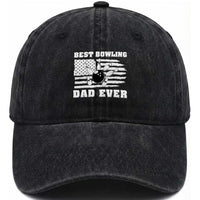 Best Bowling Dad Ever Washed Cotton Baseball Cap American Flag Patriotic Bowler Gift