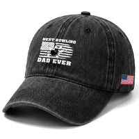 Best Bowling Dad Ever Washed Cotton Baseball Cap American Flag Patriotic Bowler Gift