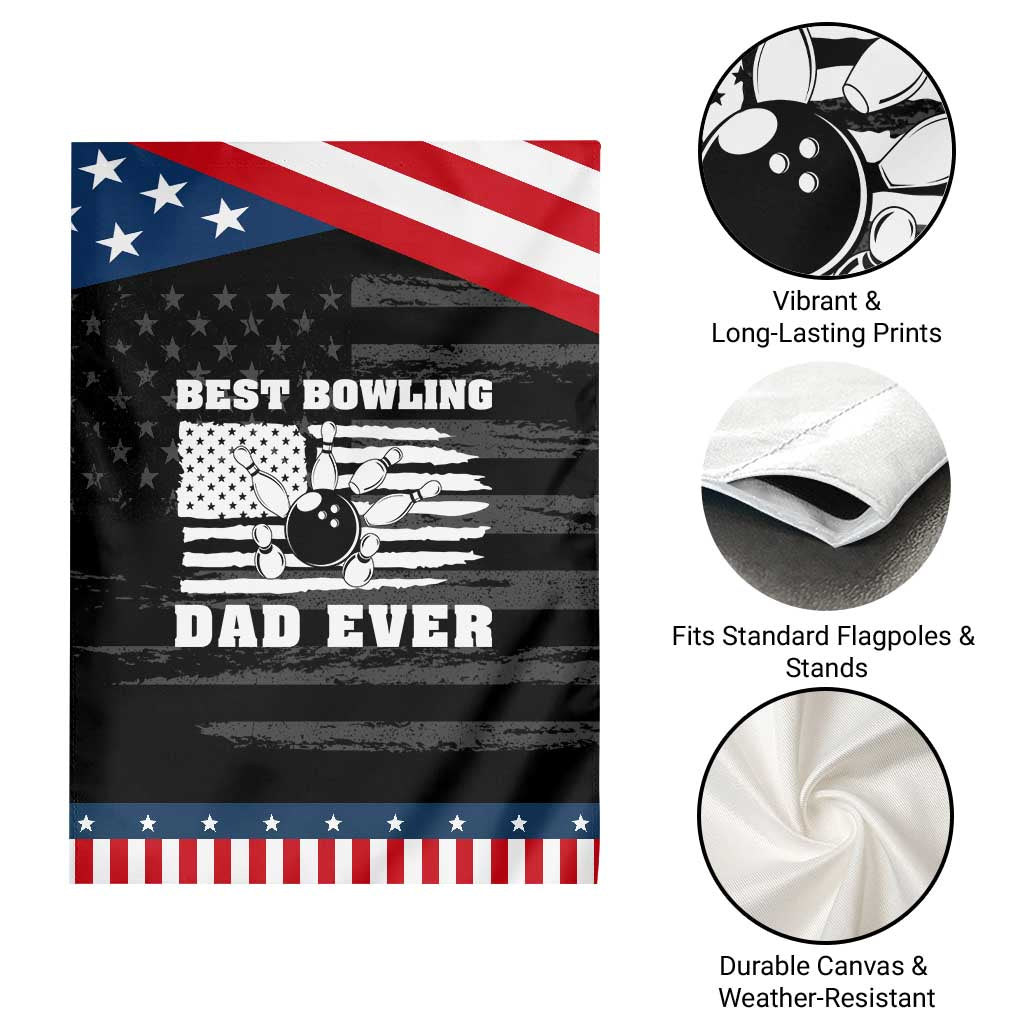 Best Bowling Dad Ever Garden Flag American Flag Patriotic Bowler Gift