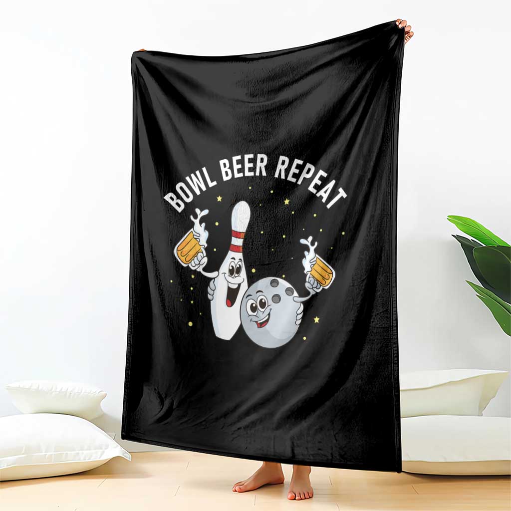 Funny Bowling Beer Lover Gift Throw Blanket Bowl Beer Repeat - Wonder Print Shop