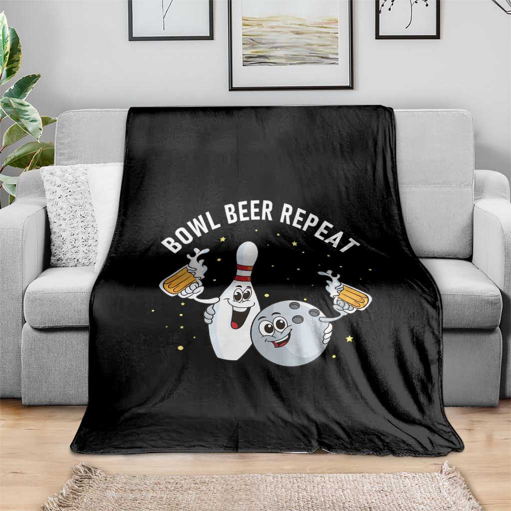 Funny Bowling Beer Lover Gift Throw Blanket Bowl Beer Repeat - Wonder Print Shop