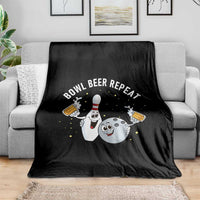 Funny Bowling Beer Lover Gift Throw Blanket Bowl Beer Repeat - Wonder Print Shop