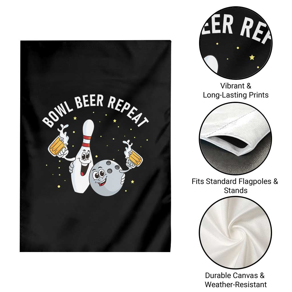 Funny Bowling Beer Lover Gift Garden Flag Bowl Beer Repeat - Wonder Print Shop