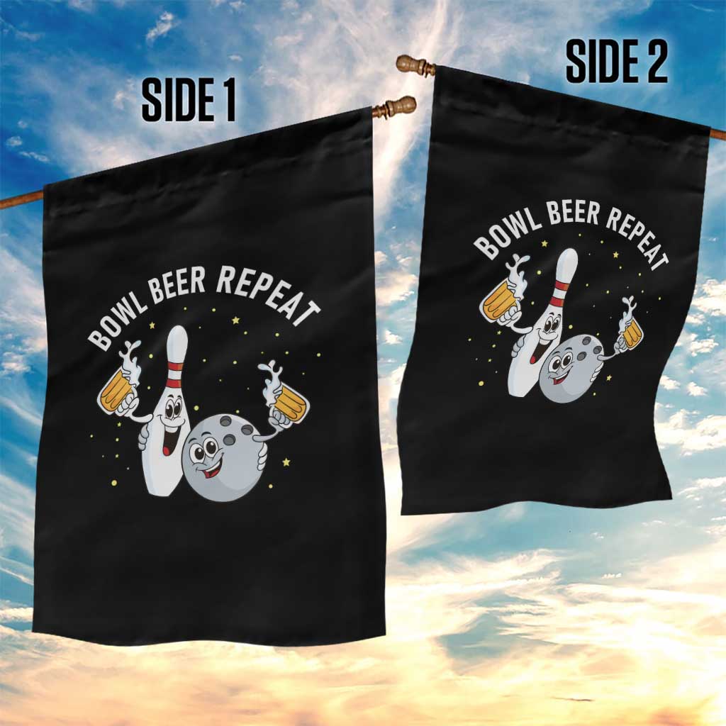 Funny Bowling Beer Lover Gift Garden Flag Bowl Beer Repeat - Wonder Print Shop